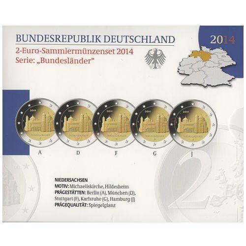 5 x 2 euro 2014 ADFGJ Nemecko cc.PROOF blister Dolné Sasko