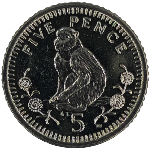 5 Pence 2003 Gibraltar UNC, Barbary Macaque