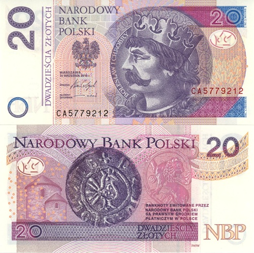 20 Zlotych 2016 Poľsko UNC séria CA