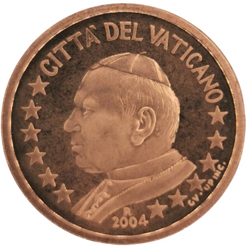2 cent 2004 Vatikán ob.PROOF Ján Pavol II.