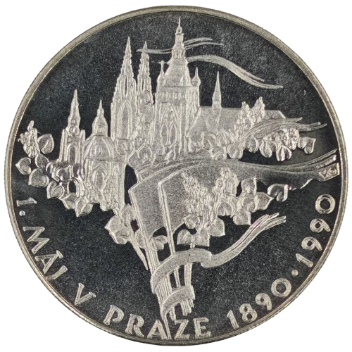 100 Korún 1990 Československo PROOF, 1. máj v Prahe (nevydaná - puncovaná)