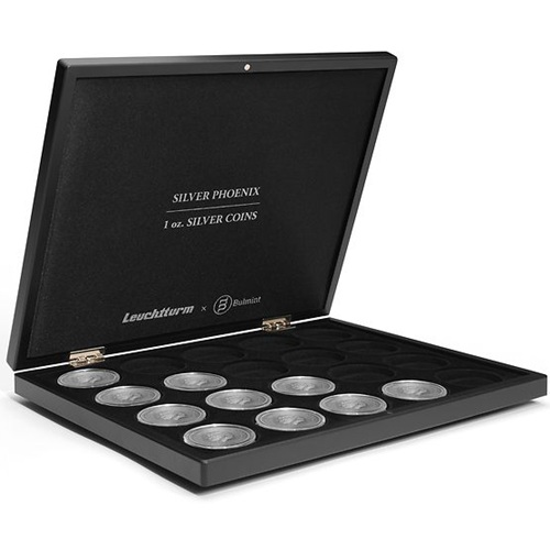 Kazeta VOLTERRA UNO de Luxe, 20 x 1 Oz Ag Silver Phoenix v kapsli, čierna 