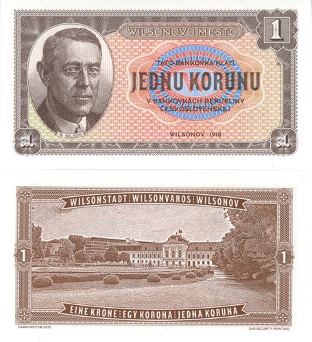 1 Koruna 2025 Československo UNC Wilsonovo mesto