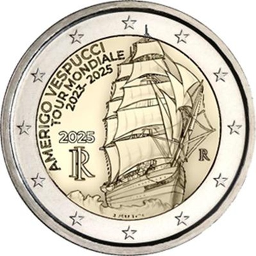 2 euro 2025 Taliansko cc.UNC, Amerigo Vespucci
