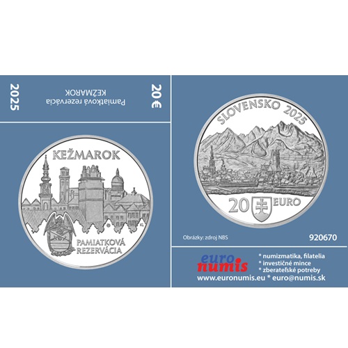 Papierový prebal na 20 euro 2025 Slovensko PROOF, Pamiatková rezervácia Kežmarok