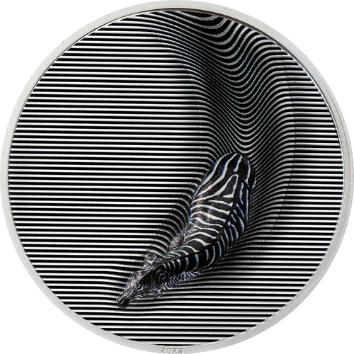 20 Dollars 2023 Palau PROOF farbená 3 Oz Ag, Camouflage - Zebra