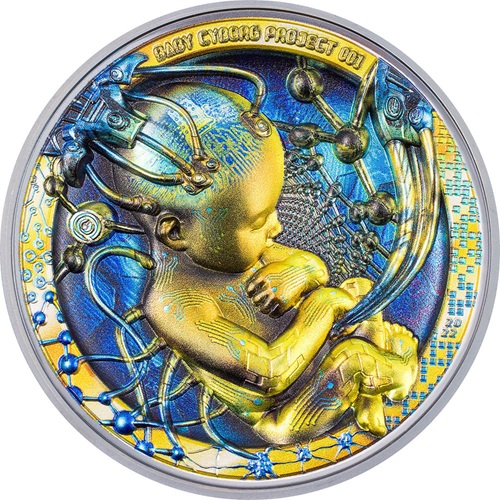 20 Dollars 2022 Palau PROOF High Relief farbená 3 Oz Ag, Baby Cyborg