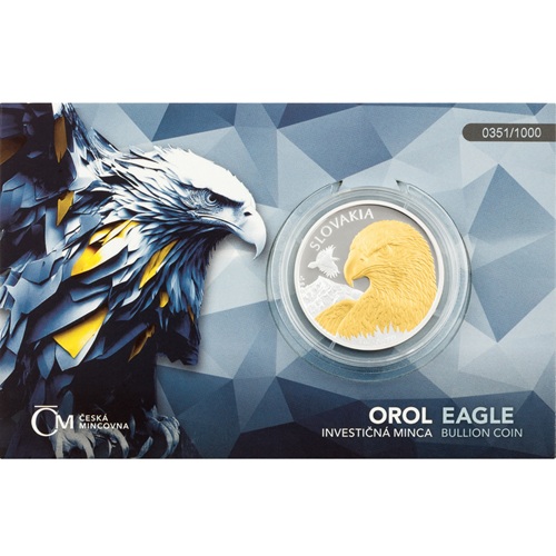 2 Dollars 2025 Niue PROOF karta pozlátená 1 Oz Ag, Slovenský orol