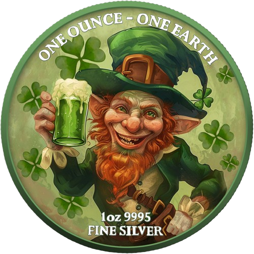 Dollar 2022 Fidži BU farbená 1 Oz Ag, Patrick’s Day