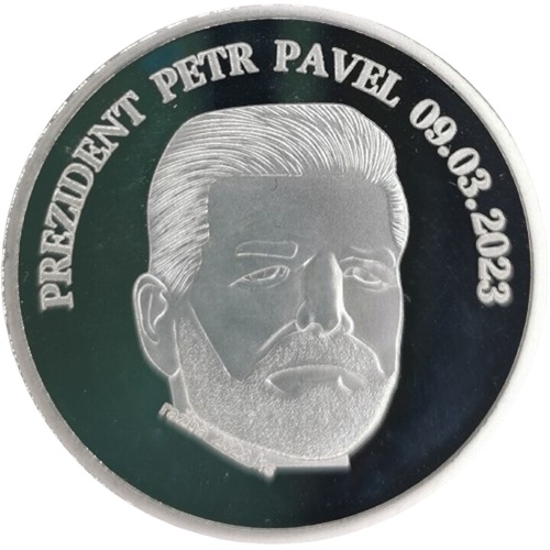 Medaila 2023 postriebrená, farbená, prezident Peter Pavel
