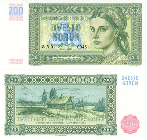 200 Korún 2025 Slovensko UNC zelená séria S.A 01