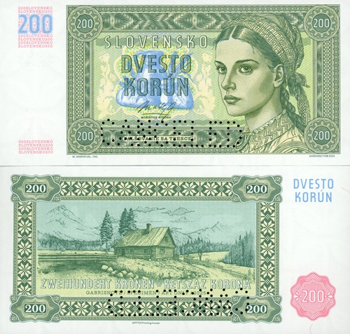 200 Korún 2025 Slovensko UNC zelená perforácia CANCELED
