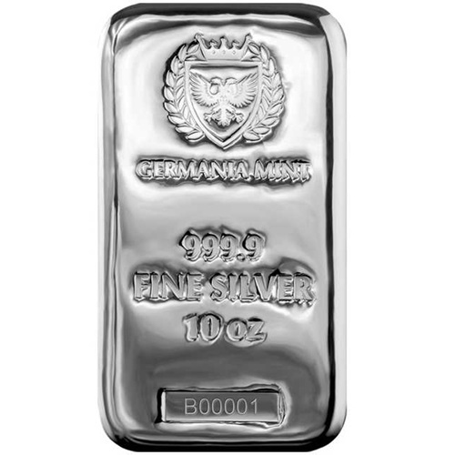 Investičná tehlička - Strieborná tehlička 10 Oz 999.9 Germania Mint