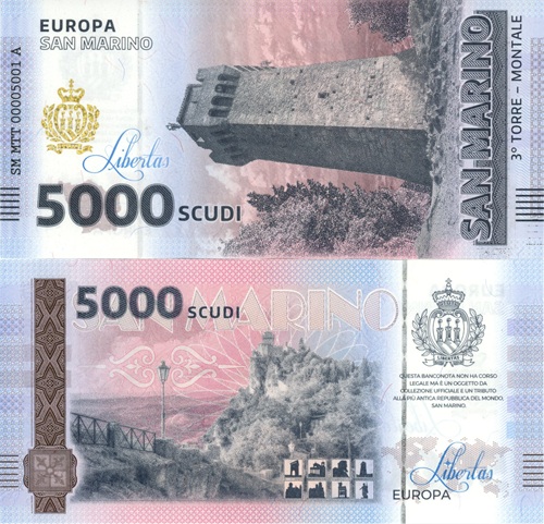 5000 Scudi 2025 San Maríno UNC séria MTT*A