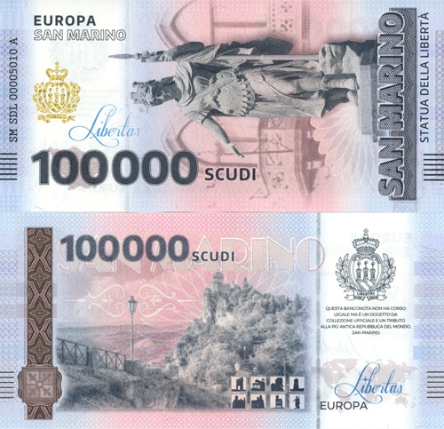 100 000 Scudi 2025 San Maríno UNC séria SDL*A