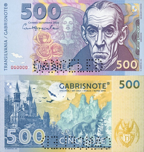 500 gróf Drakula 2025 UNC anulát perforácia CANCELED