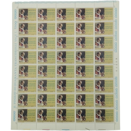 Arch 40 x známka 1970 Vatikán čistá, 50. výročie vysvätenia pápeža Pavla VI. (L180)