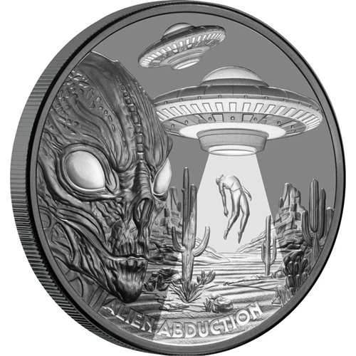 Dollar 2025 Niue PROOF Black 1 Oz Ag, Alien Abduction