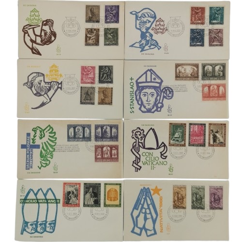 SET 8 x FDC 1966 Vatikán