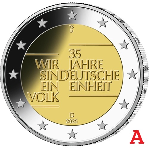 2 euro 2025 A Nemecko cc.UNC, 35 rokov nemeckej jednoty
