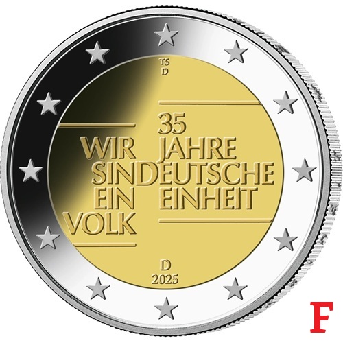 2 euro 2025 F Nemecko cc.UNC, 35 rokov nemeckej jednoty
