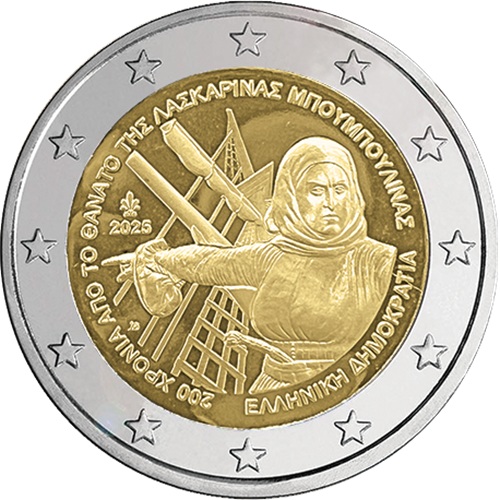 2 euro 2025 Grécko cc.UNC, Laskarina Bouboulina