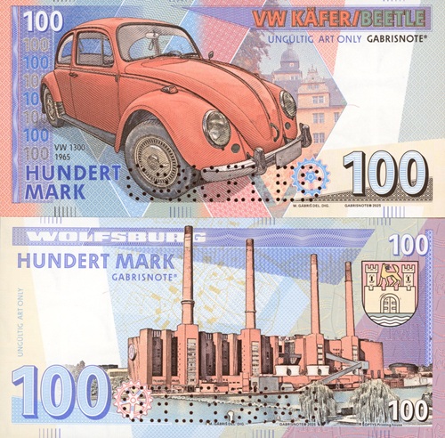 100 Mark 2025 UNC VW 1300 Chrobák perforácia CANCELED