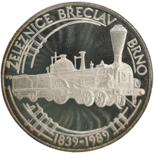 50 Korún 1989 Československo PROOF, železnica Břeclav-Brno