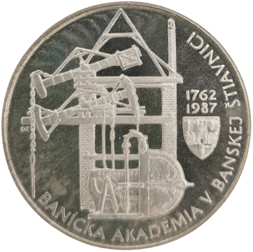 100 Korún 1987 Československo PROOF, Banícka akadémia v Banskej Štiavnici