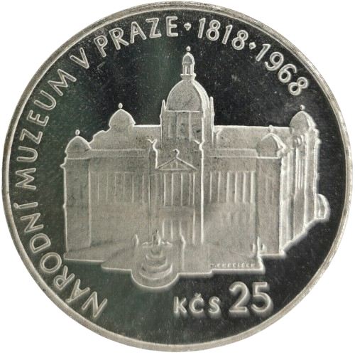 25 Korún 1968 Československo PROOF, Národné múzeum v Prahe