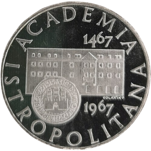 10 Korún 1967 Československo PROOF, Academia Istropolitana
