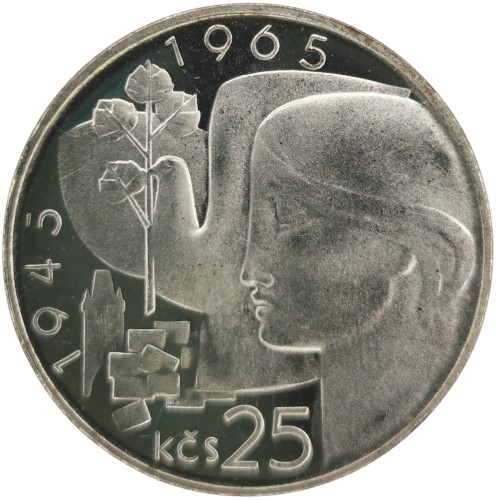 25 Korún 1965 Československo PROOF, 20 rokov oslobodenia ČSR