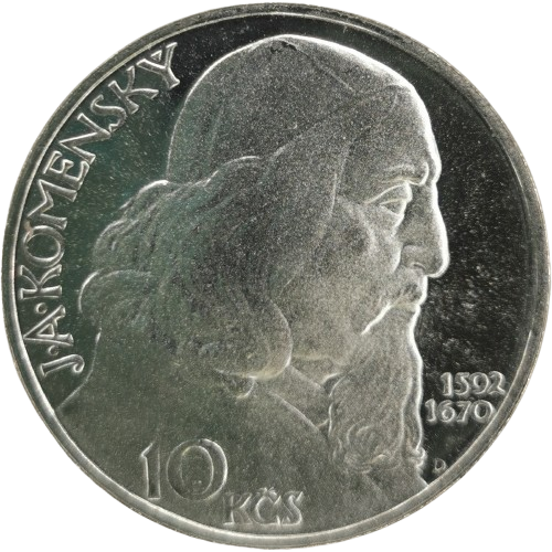10 Korún 1957 Československo PROOF, Ján Amos Komenský