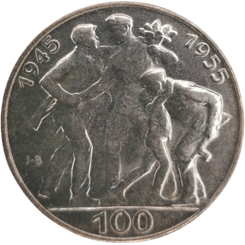 100 Koruna 1955 Československo, Oslobodenie Československa (variant a)