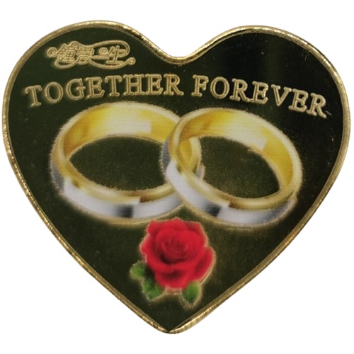 Medaila pozlátená, farbená, v tvare srdca Together forever