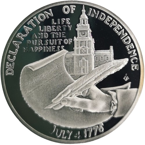 Medaila postriebrená, 1976 USA, Declaration of Independence