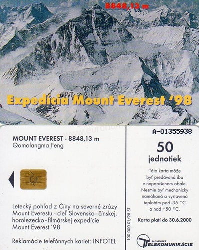 Tel.Karta, 1998 Slovensko, ST, Expedícia Mount Everest 98