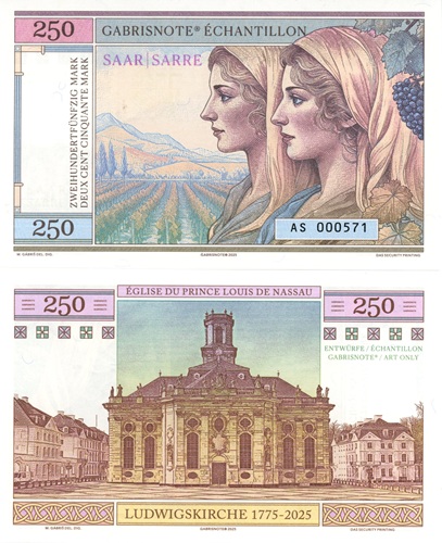 250 Mark 2025 UNC Saar Sarre séria AS (variant A)