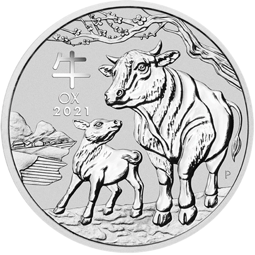 2 Dollars 2021 Austrália BU 2 Oz Ag, Lunar III. - Year of the Ox