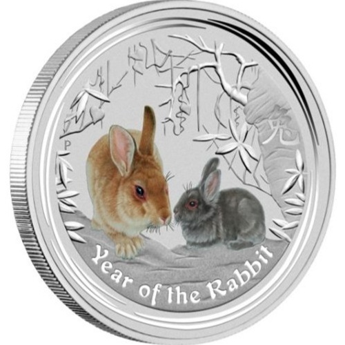 50 Cents 2011 Austrália BU farbená 1/2 Oz Ag, Lunar II. - Year of the Rabbit