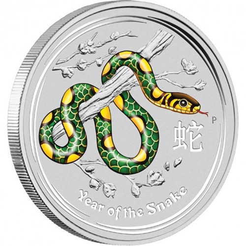 50 Cents 2013 Austrália BU farbená 1/2 Oz Ag, Lunar II. - Year of the Snake