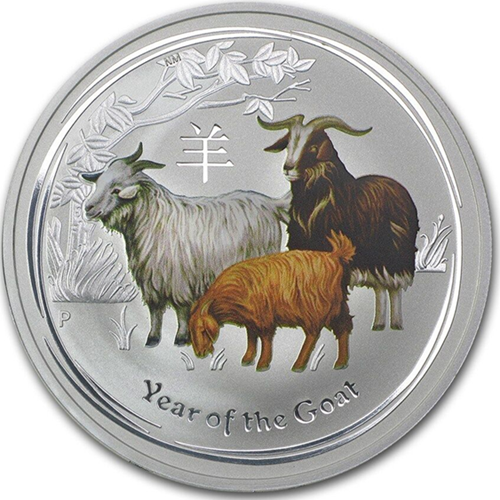 50 Cents 2015 Austrália BU farbená 1/2 Oz Ag, Lunar II. - Year of the Goat