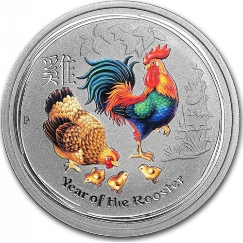 50 Cents 2017 Austrália BU farbená 1/2 Oz Ag, Lunar II. - Year of the Rooster
