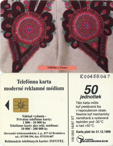 Tel.Karta, 1997 Slovensko, ST, Výšivka z Oravy