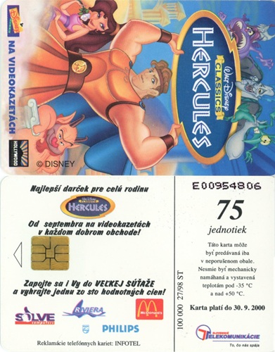 Tel.Karta, 1998 Slovensko, ST, Walt Disney - Hercules