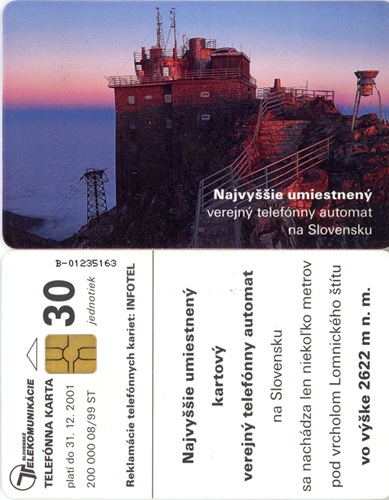 Tel.Karta, 1999 Slovensko, ST, Najvyššie umiestnený verejný telefónny automat