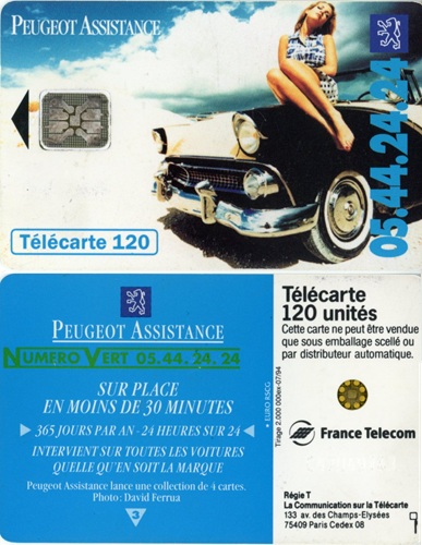Tel.Karta, 1994 Francúzsko, France Telecom, Peugeot Assistance 3