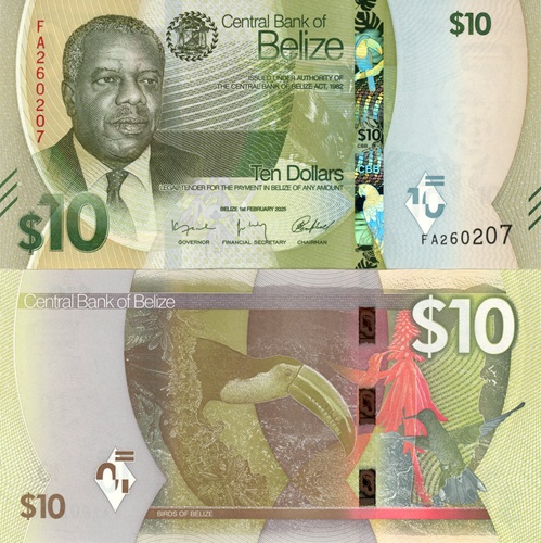 10 Dollars 2025 Belize UNC séria FA