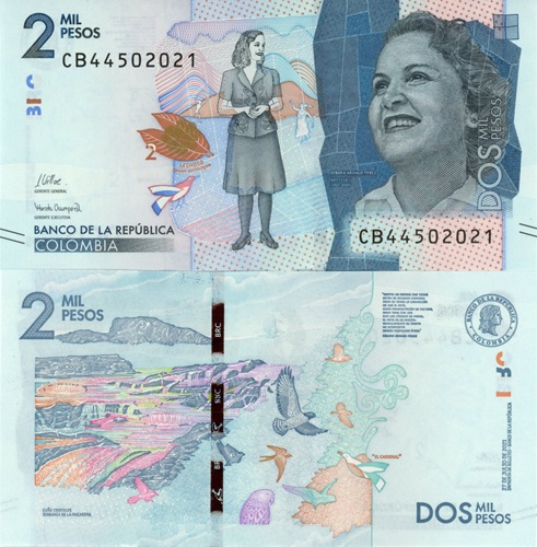 2000 Pesos 2021 Kolumbia UNC séria CB