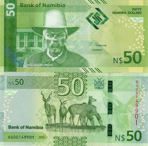 50 Dollars 2025 Namíbia UNC séria GG